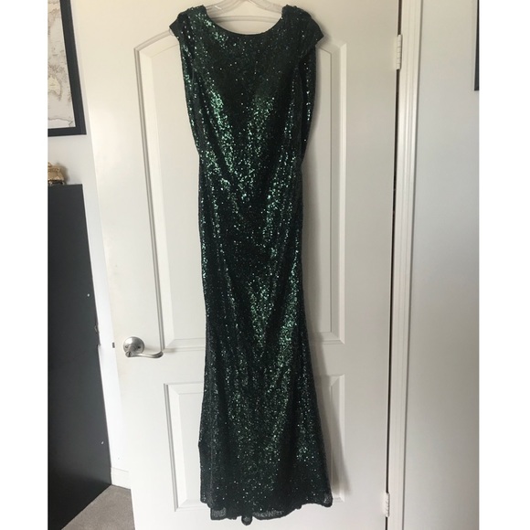 Emerald sequin formal prom dress evening gown - Picture 5 of 6